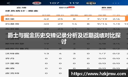 爵士与掘金历史交锋记录分析及近期战绩对比探讨